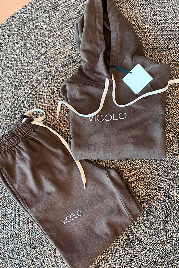 Vicolo - Coffee suit sweatshirt with logo