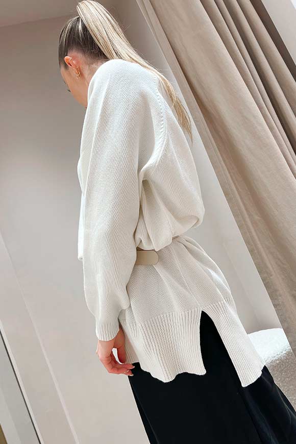 Vicolo - Oversized cream cotton sweater with vents