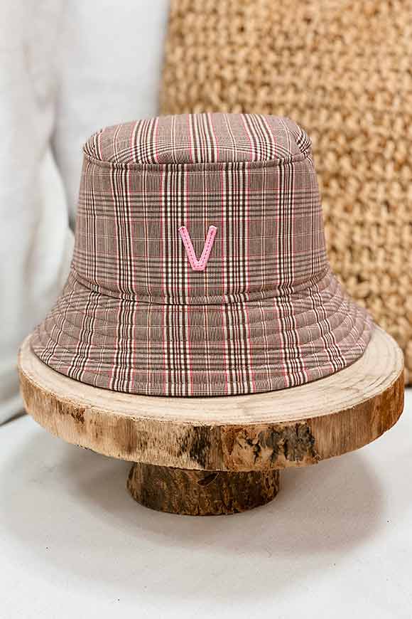 Vicolo - Cappello pescatora scozzese rosa e marrone