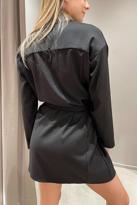 Haveone - Vestito chemisier nero con cinta e tasche