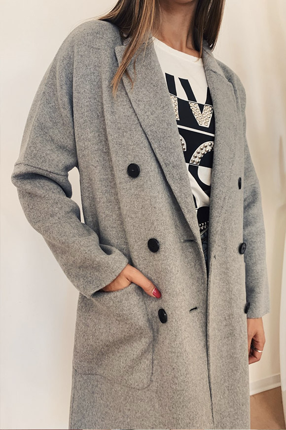 Vicolo - Long masculine cut gray coat