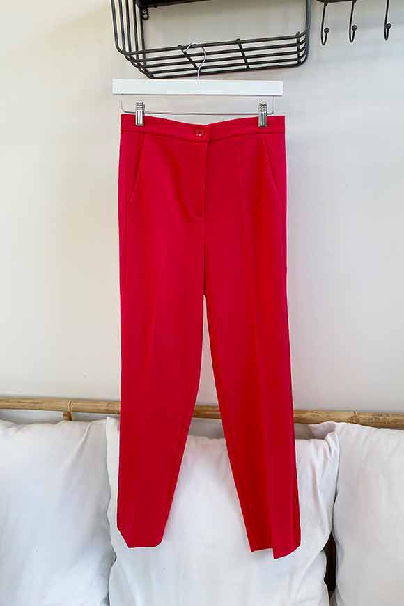 Vicolo - Raspberry cigarette trousers with satin profiles