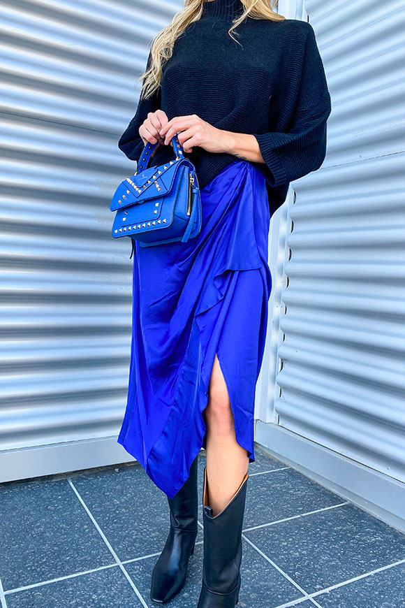 Vicolo - Royal blue midi skirt with satin knot