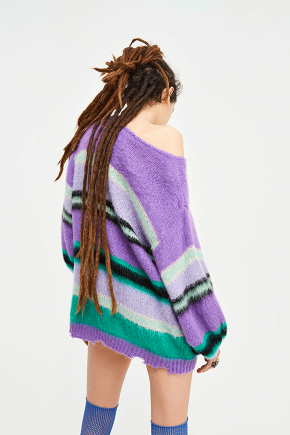 Aniye By - Kurt purple and aqua oversized sweater