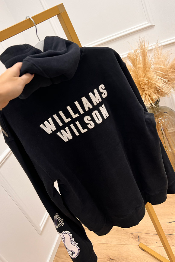 Williams Wilson - Felpa kehoe nera con cappuccio ricami e patch