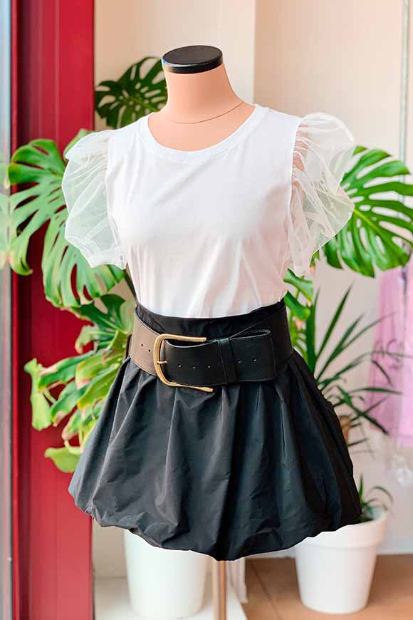 Kontatto - Short black taffeta skirt