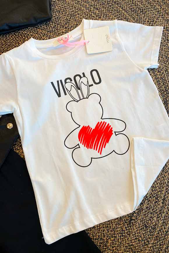 Vicolo Bambina - T shirt bianca stampa orsetto