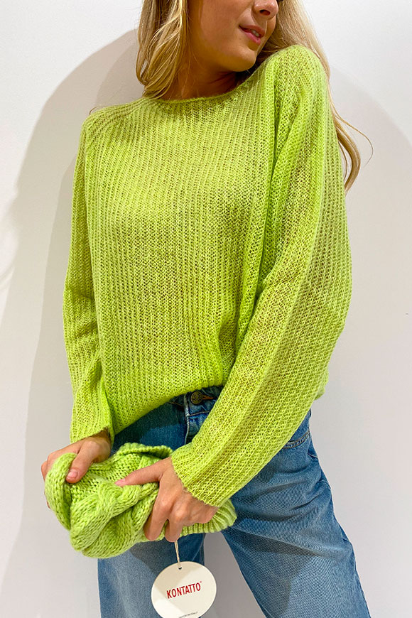 Kontatto - Ribbed crewneck pistachio sweater