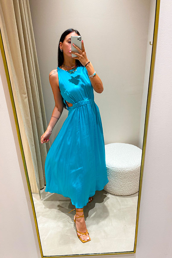 Vicolo - Turquoise satin cut out dress