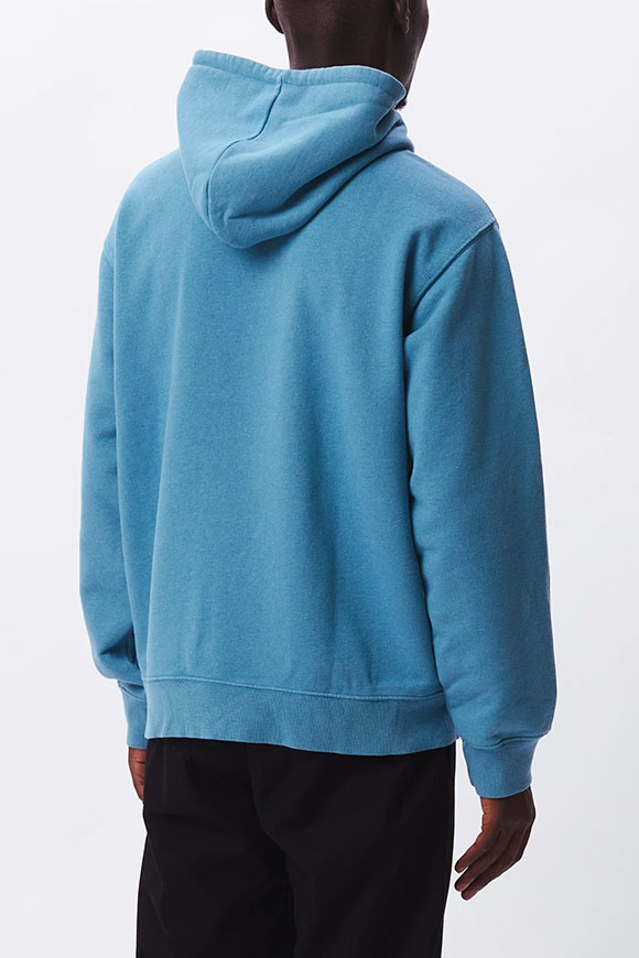 Obey - Teal sweatshirt with logo embroidered in tone with hood
