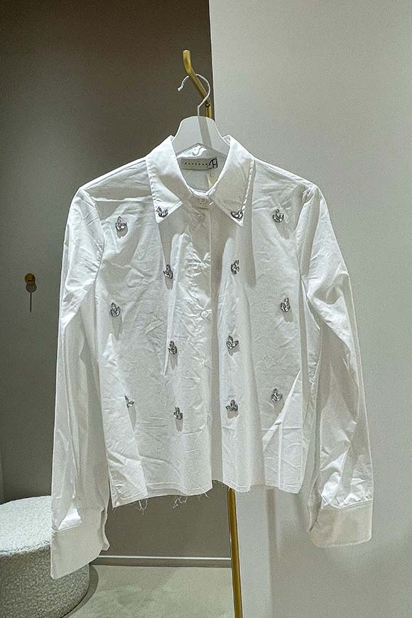 Haveone - Camicia bianca con strass all over