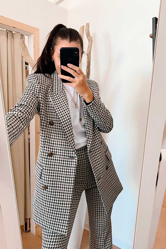 Vicolo - Double-breasted houndstooth jacket