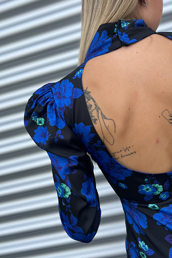 Simona Corsellini - Vestito mini stampa Nightly fiori blu
