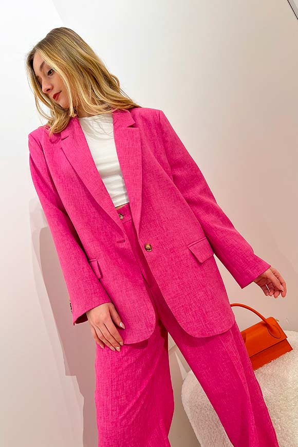 Vicolo - Oversized bubble pink slub jacket
