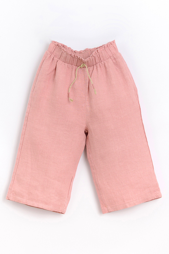 Play Up - Pantaloni rosa di lino con cordino decorativo