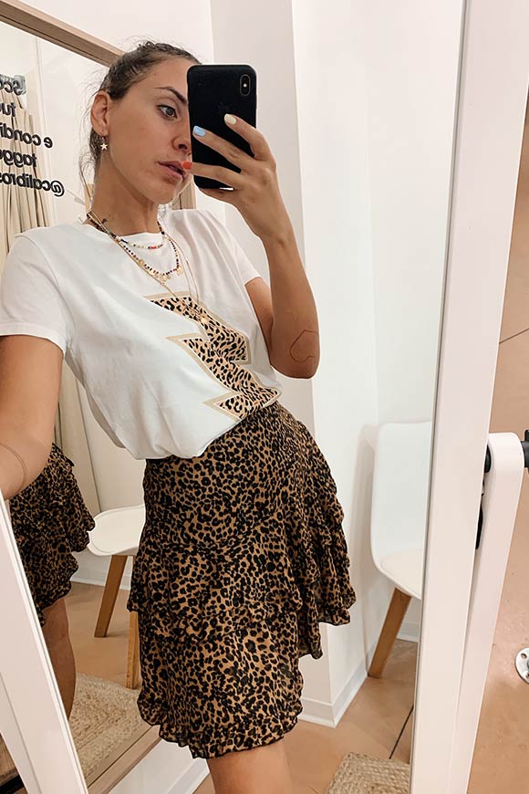 Vicolo - Flounced skirt with leopard print