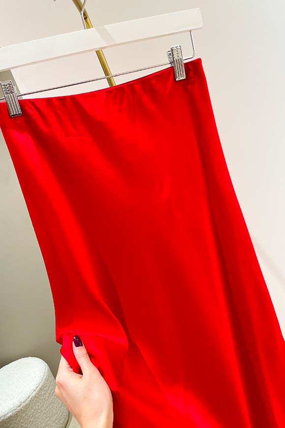 Vicolo - Red satin longuette skirt flared at the bottom