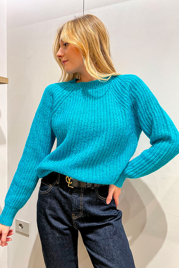 Vicolo - Turquoise English knit sweater in mohair blend