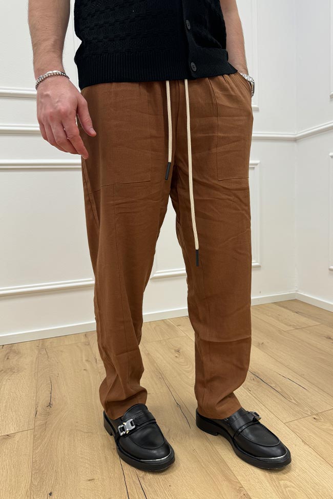 Why not brand - Pantaloni bruciato in misto lino con coulisse