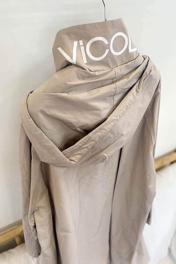 Vicolo - Sand trench coat with white logo collar