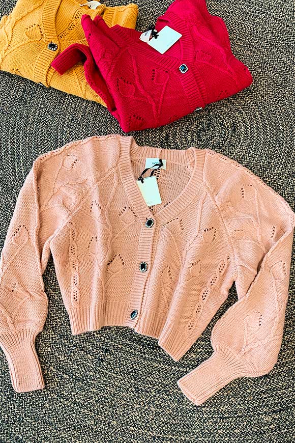 Vicolo - Powder pink cardigan with jewel buttons