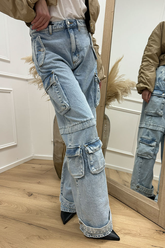 Icon Denim - Jeans cargo "Rosalia" multi tasche