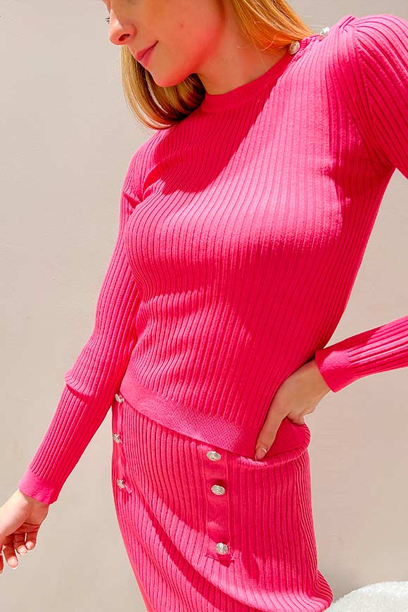 Vicolo - Wisteria ribbed sweater with silver buttons