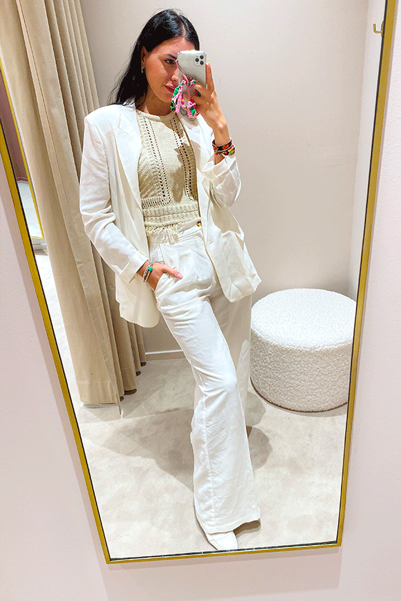 Vicolo - White single-breasted linen jacket