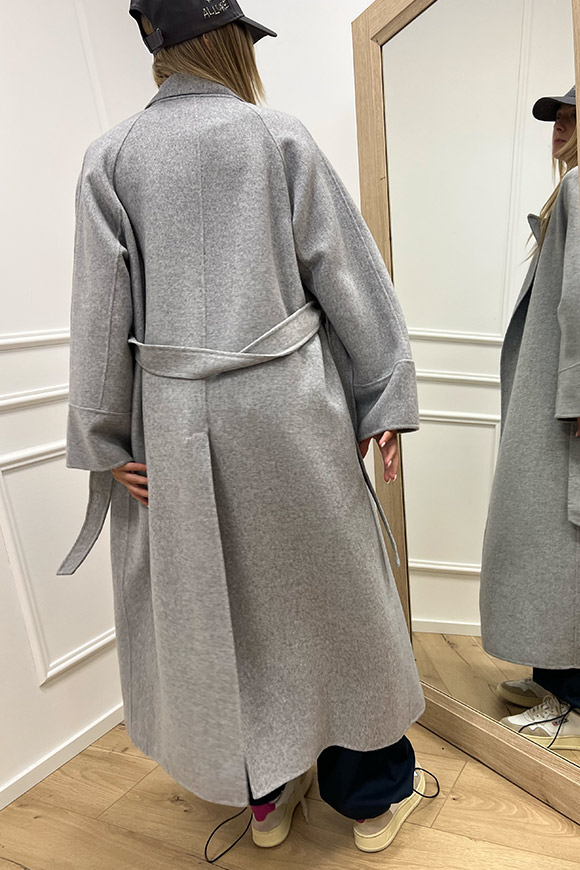 So Allure - Cappotto grigio in lana con cintura