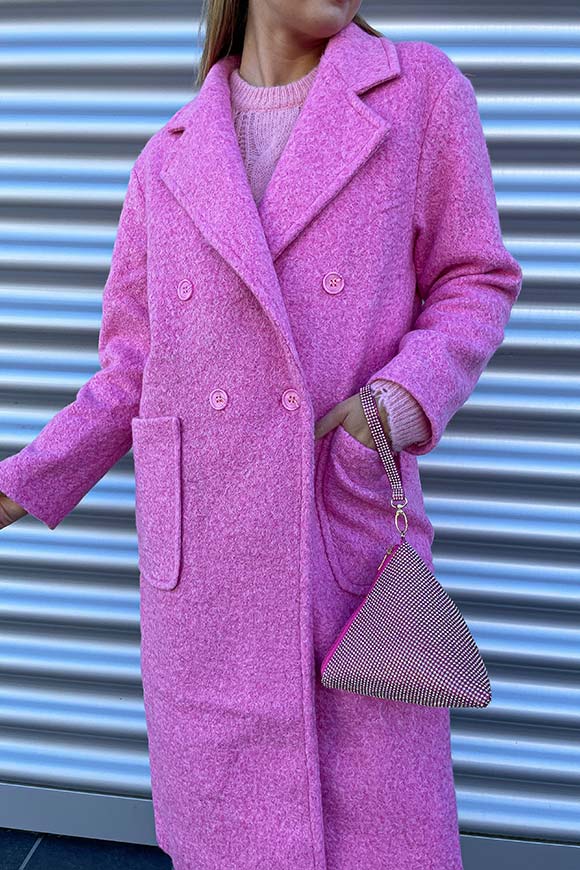 Glamorous - Cappotto rosa doppiopetto con tasconi