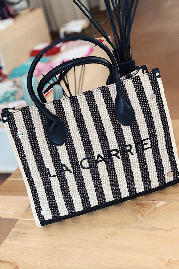 La Carrie - Beach bag in striped canvas