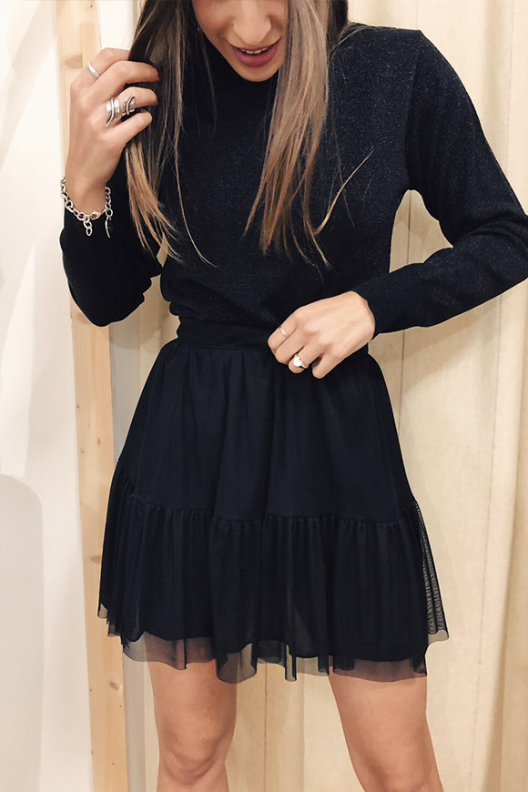 Kontatto - Black skirt with chiffon flounce