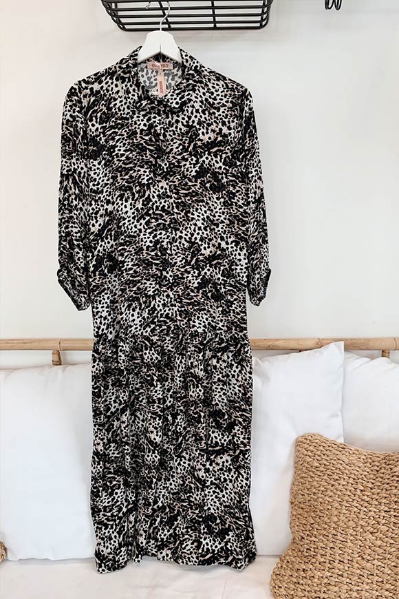 Kontatto - Long leopard dress with flounce