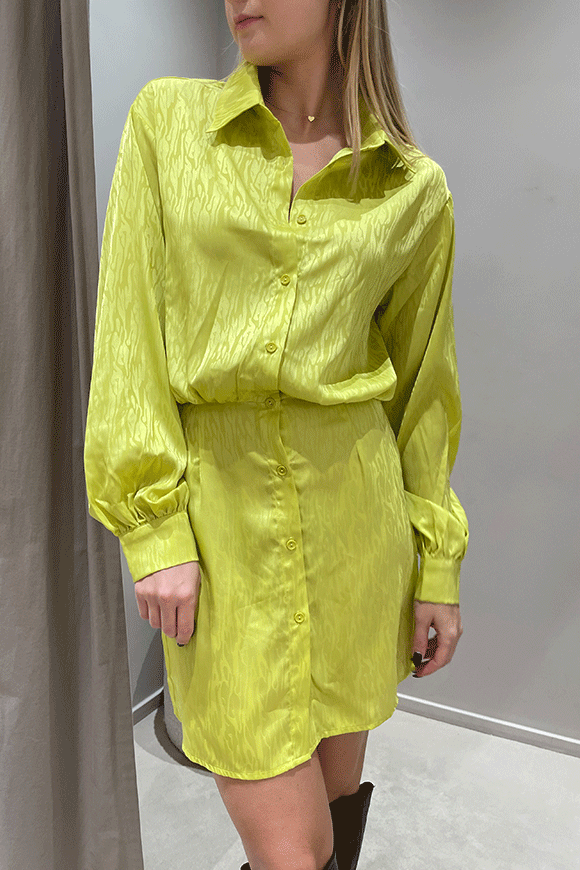 Glamorous - Vestito jacquard lime stile chemisier con bottoni