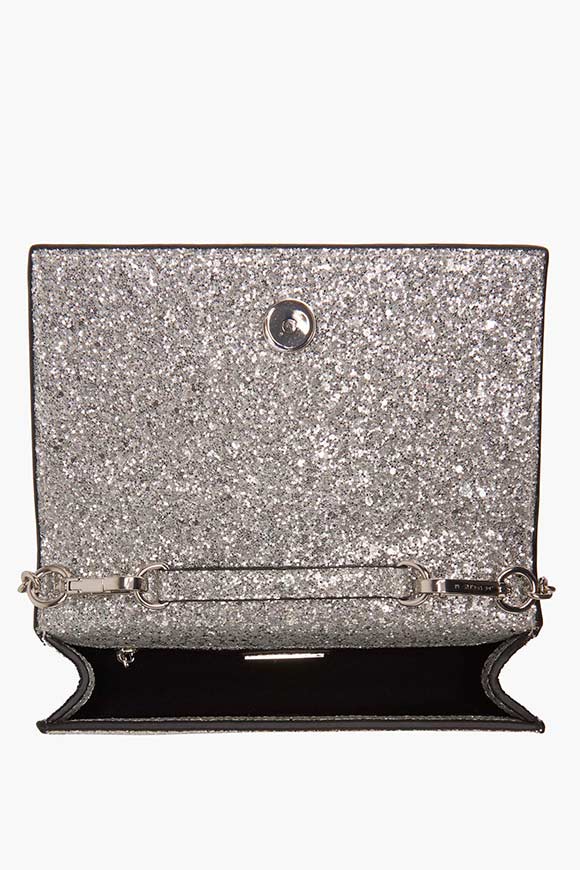 La Carrie - Silver clutch bag in glitter