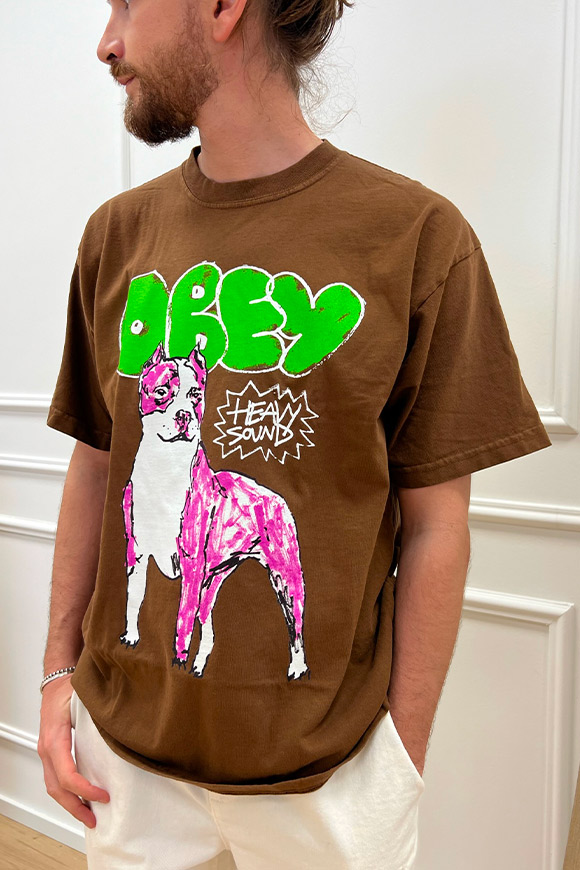 Obey - T shirt fango stampa e logo in cotone
