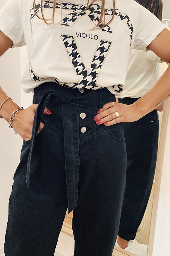 Vicolo - Black high-waisted balloon jeans
