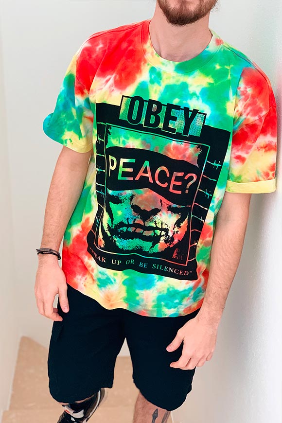 Obey - Rainbow Tie Dye Speak Up t shirt