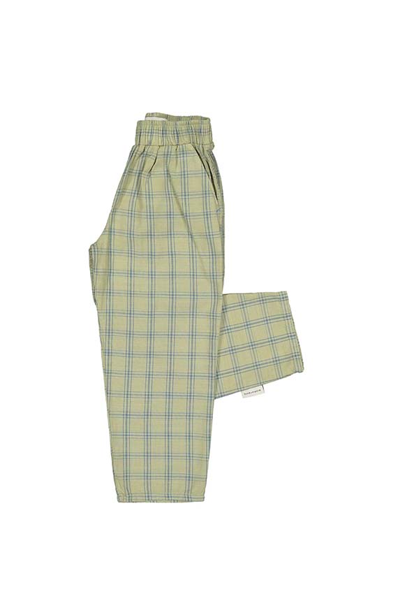 Piupiuchick - Pantaloni verdi a quadri in cotone