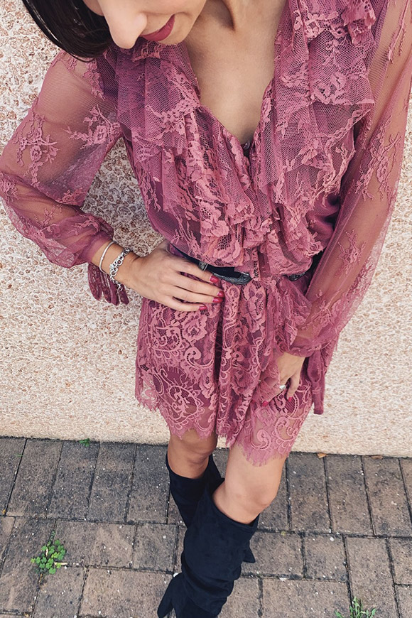 Vicolo - Antique pink lace dress