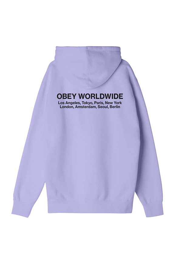 Obey - Felpa lavanda stampa "worldwide" in nero