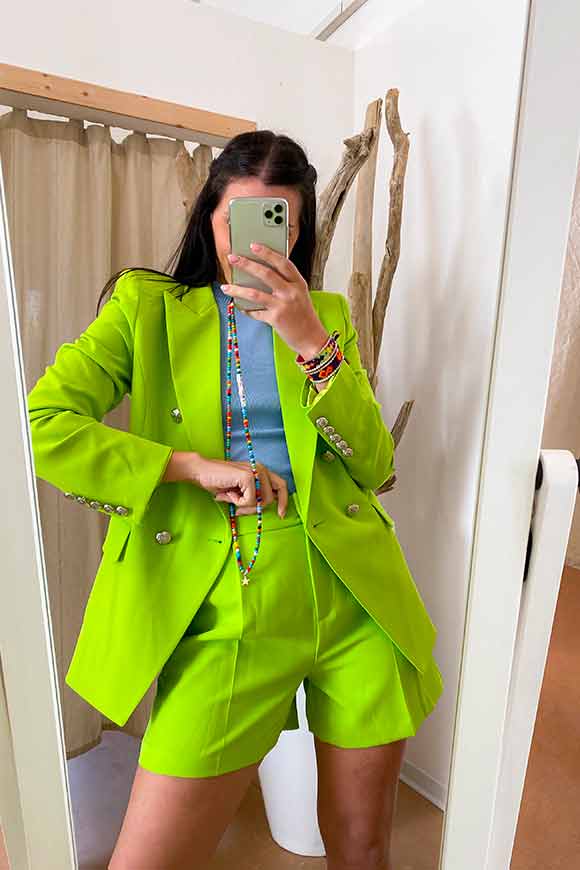 Vicolo - Structured double-breasted acid green jacket