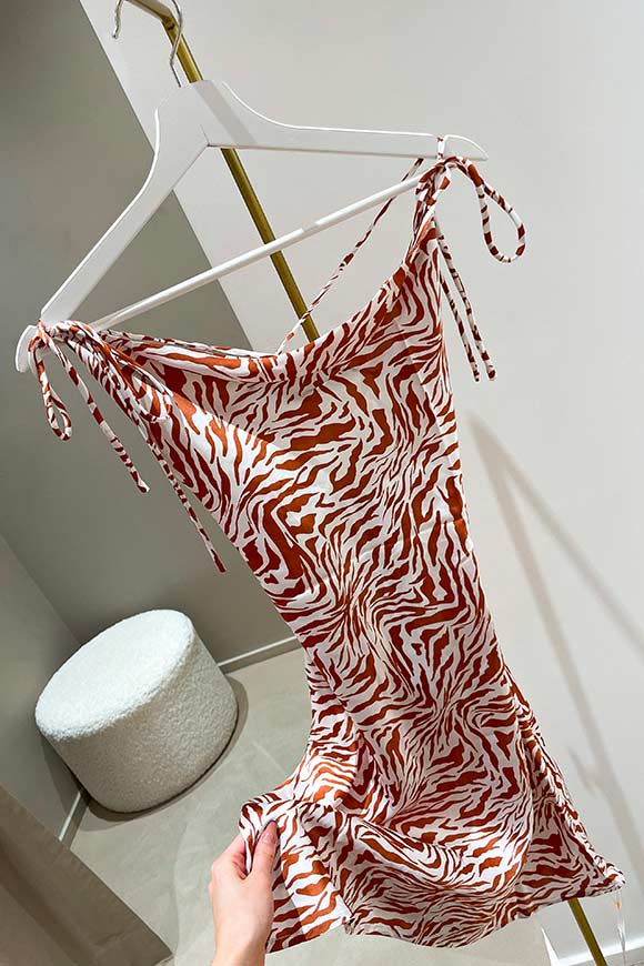 Glamorous - White and rust striped satin dress