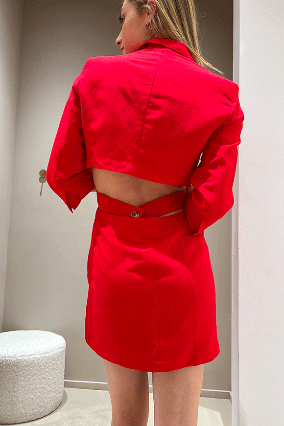 Vicolo - Vestito rosso cut out in lino