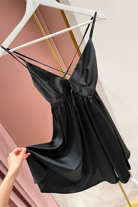Vicolo - Vestito corto nero in raso laccetti intrecciati sul retro