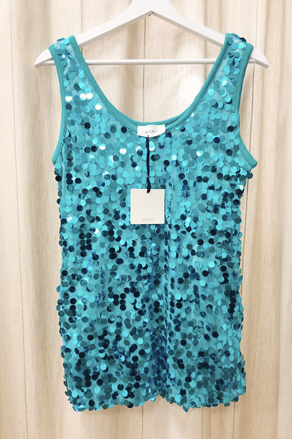 Vicolo - Tank top in green water sequins