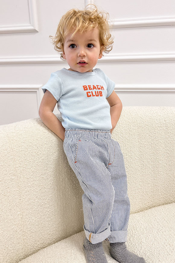 Piupiuchick - Pantaloni baby bianchi con strisce navy