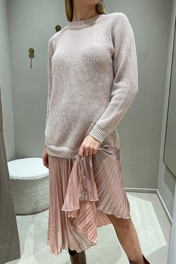 Vicolo - Vestito in maglia rosa con plisset