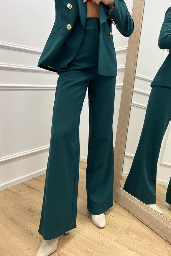 Silence Limited - Pantaloni verdi a zampa spacchi sul retro
