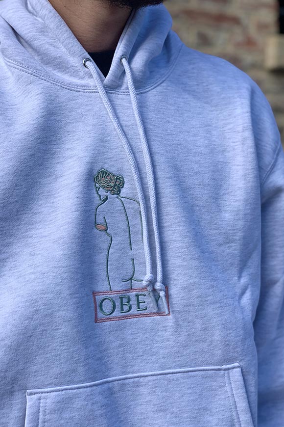 Obey - Felpa grigia con cappuccio statue